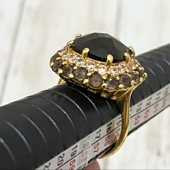 Vintage Smoky Topaz CZ Statement Ring Size 7 - Picture 14 of 16
